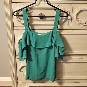 J.Crew off the shoulder green shirt